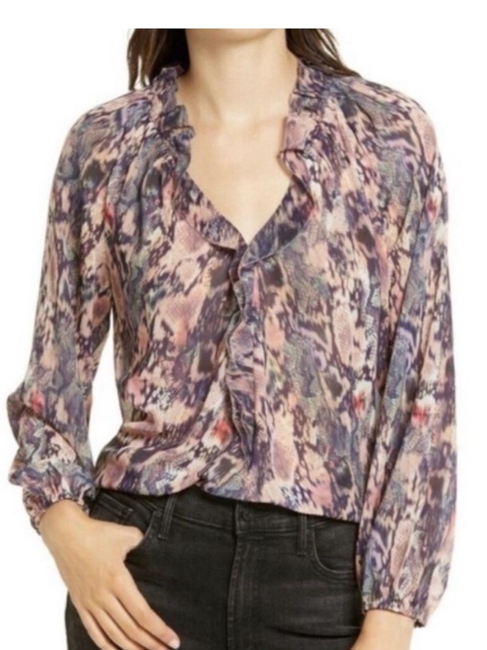 All Saints Nylah Masala Blouse - Ruffle front size 4 small